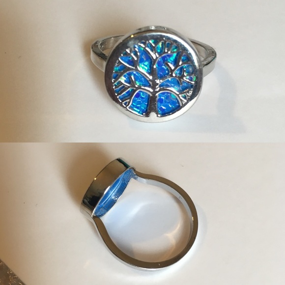 Created Opal Tree Of Life Statement Fashion Ring - Picture 6 of 6